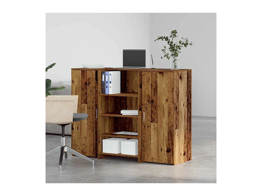 Bureau de réception vieux bois 135x50x103,5cm bois d'ingénierie