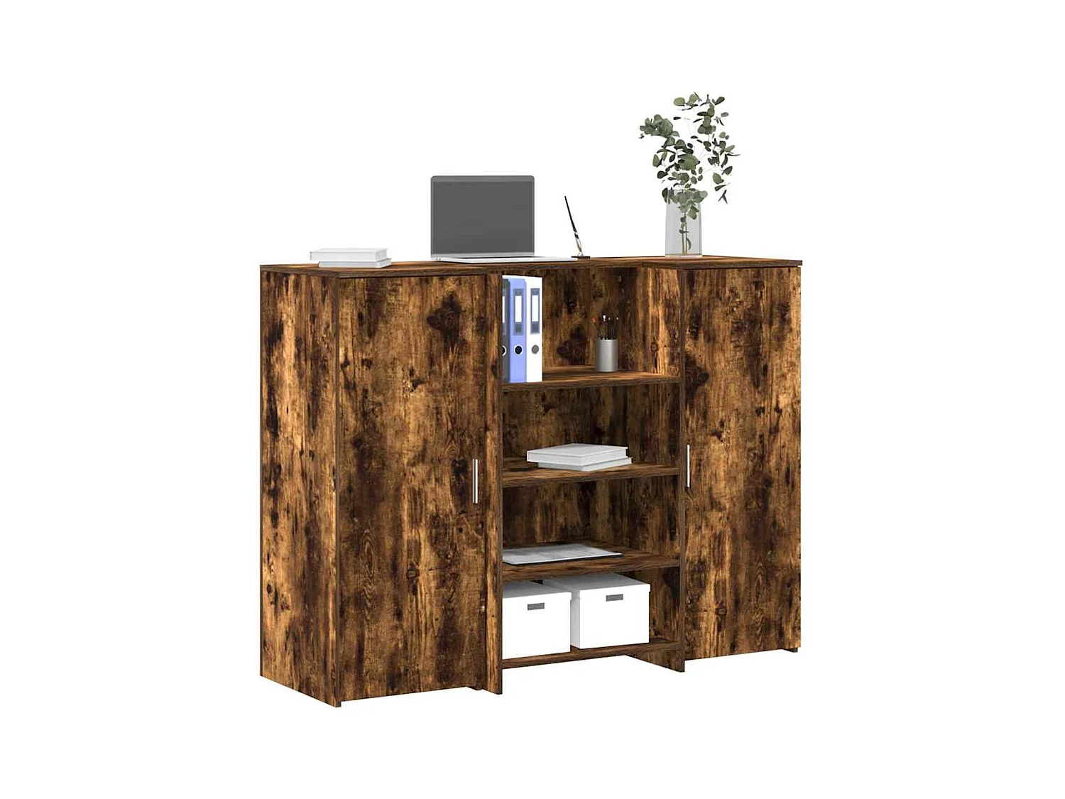 Bureau de réception chêne fumé 135x50x103,5cm bois d'ingénierie