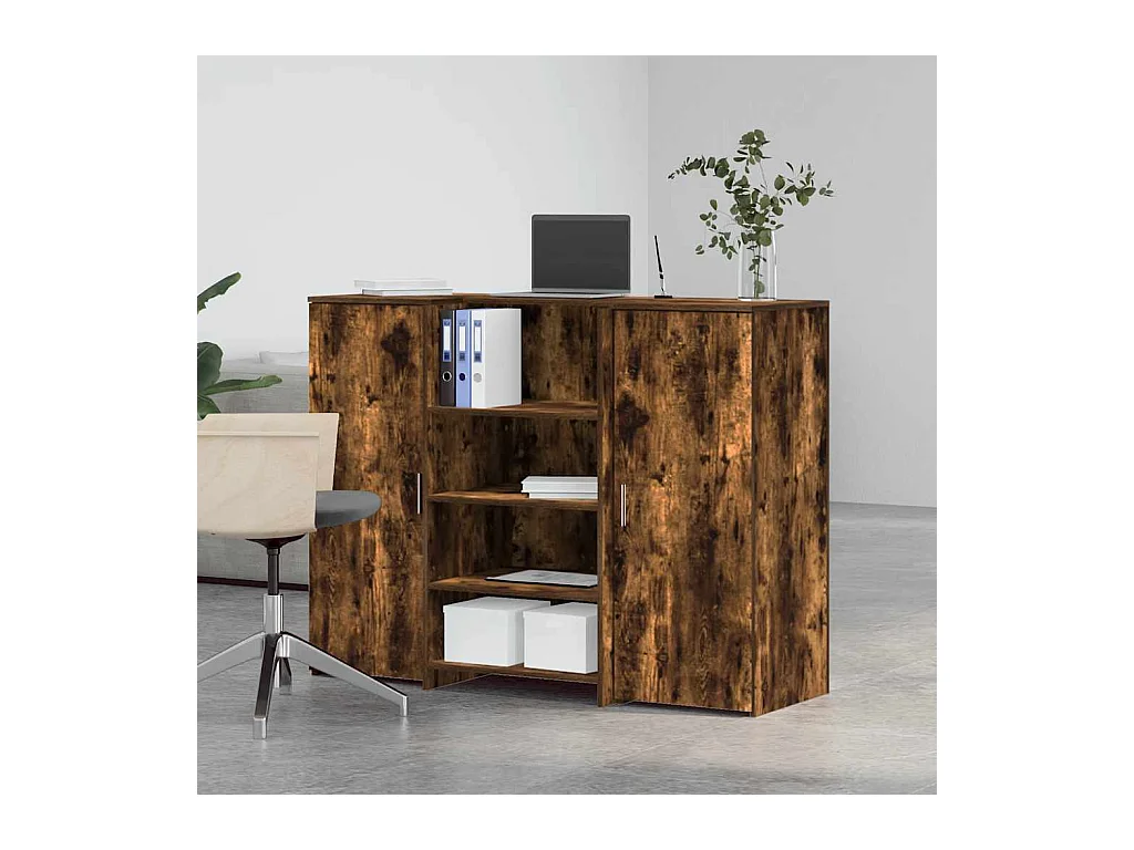 Bureau de réception chêne fumé 135x50x103,5cm bois d'ingénierie