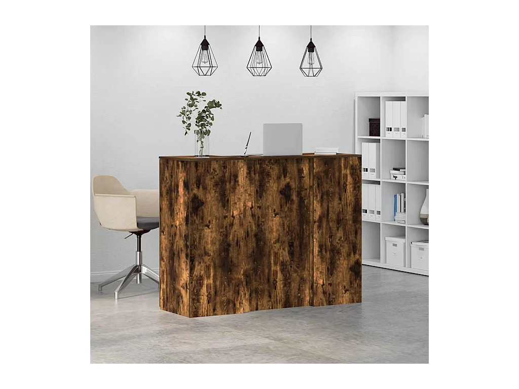 Bureau de réception chêne fumé 135x50x103,5cm bois d'ingénierie