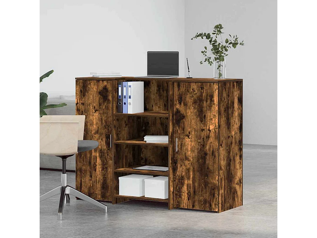 Bureau de réception chêne fumé 135x50x103,5cm bois d'ingénierie