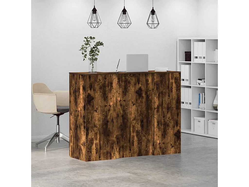 Bureau de réception chêne fumé 135x50x103,5cm bois d'ingénierie