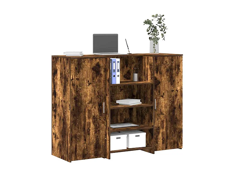 Bureau de réception chêne fumé 135x50x103,5cm bois d'ingénierie