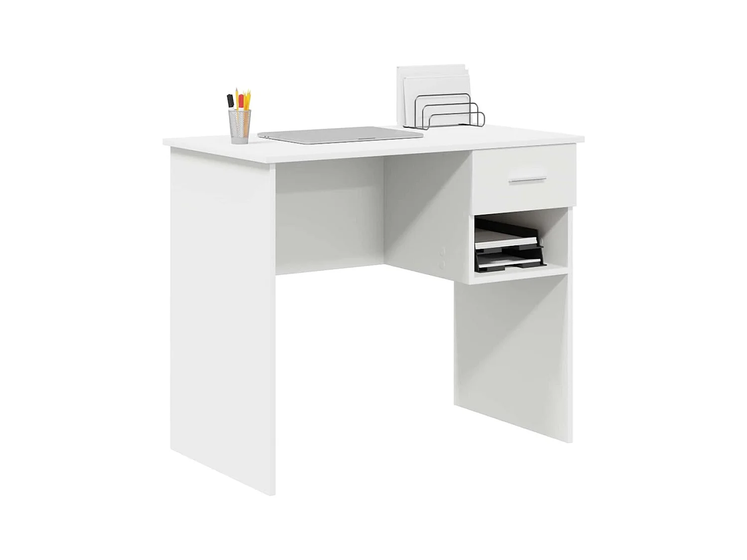 Bureau avec tiroir Blanc 90 x 49.5 x 75 cm Bois d'ingénierie