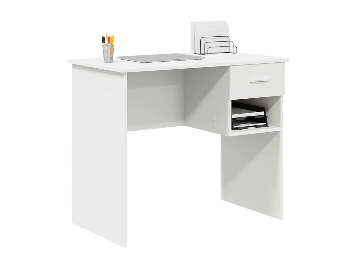Bureau avec tiroir Blanc 90 x 49.5 x 75 cm Bois d'ingénierie