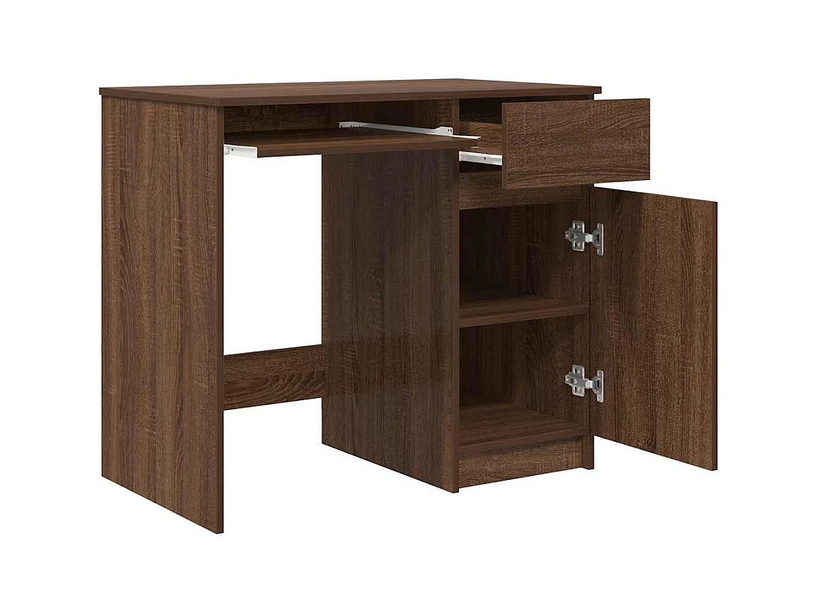 Bureau chêne marron 86x49x76 cm bois d'ingénierie