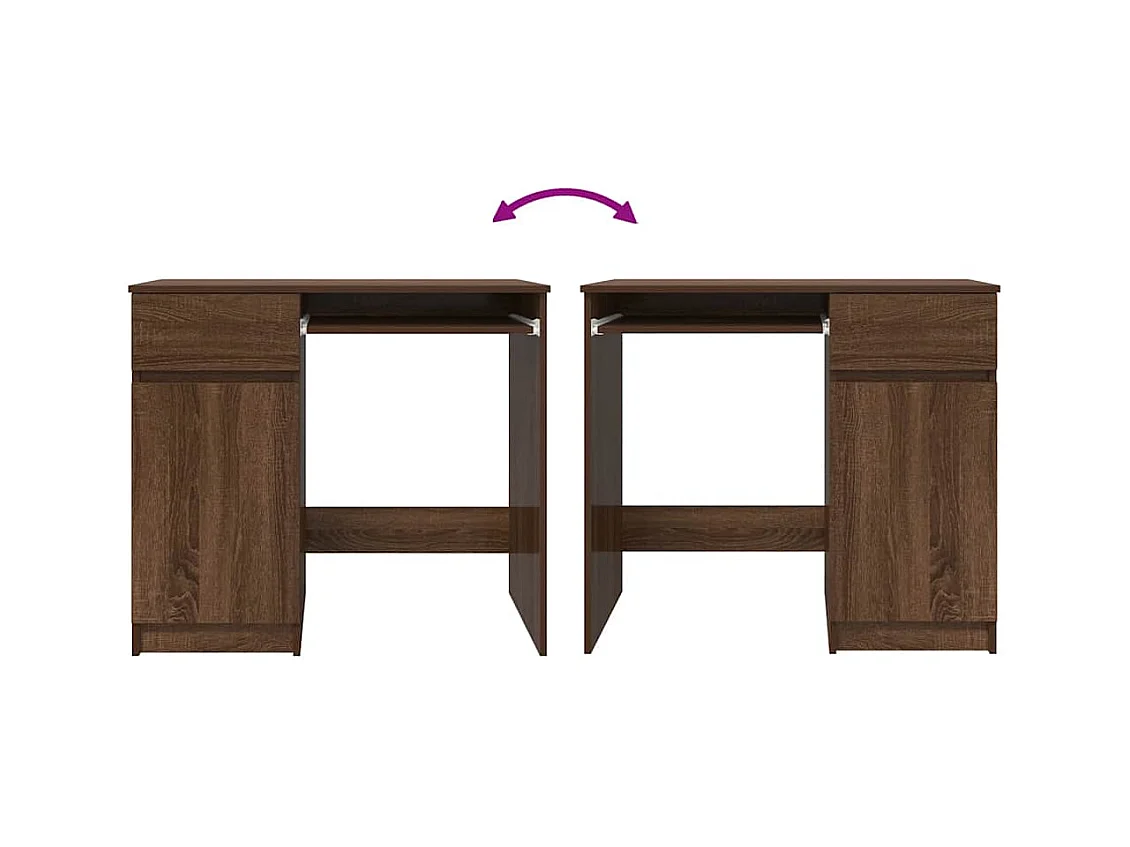 Bureau chêne marron 86x49x76 cm bois d'ingénierie