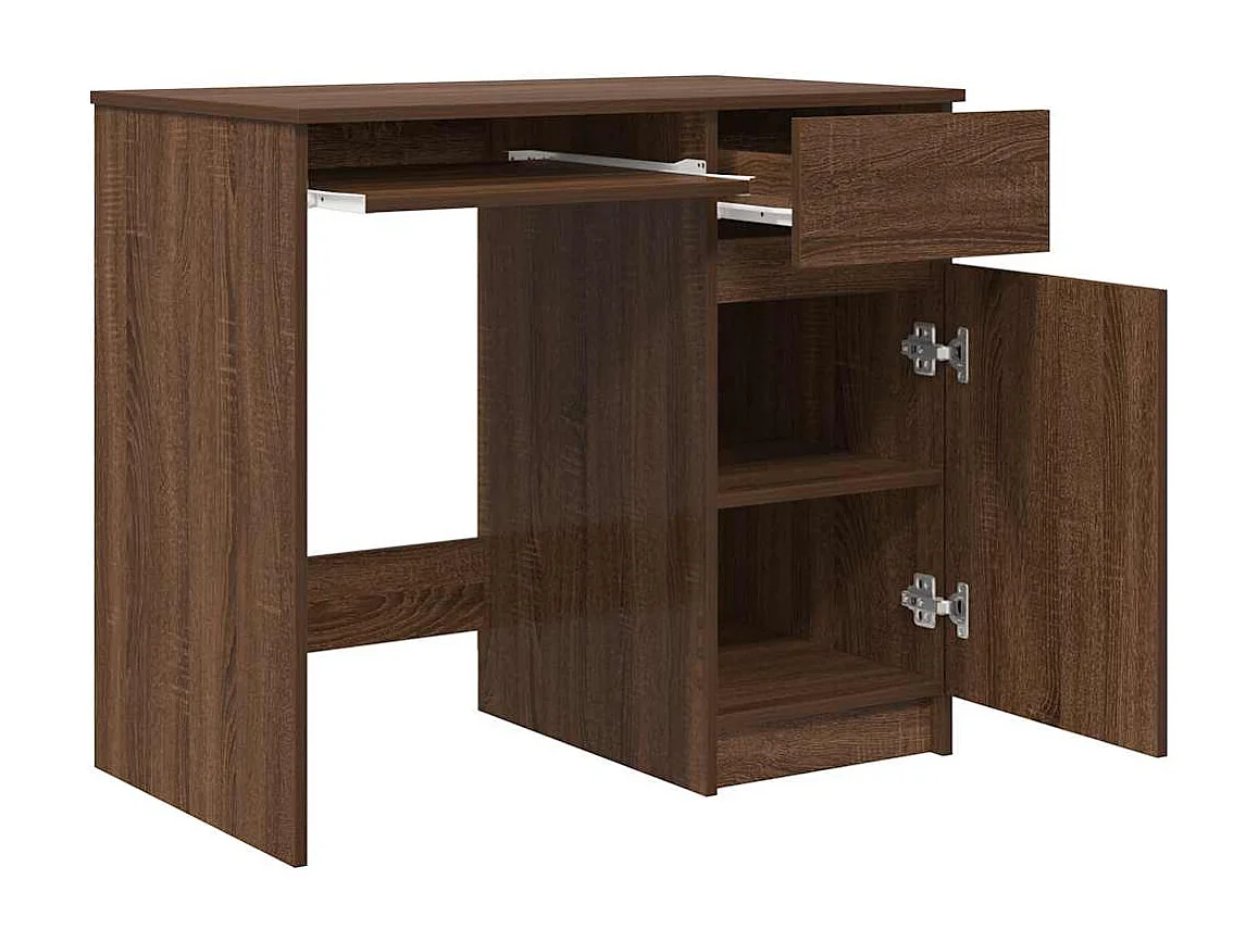 Bureau chêne marron 86x49x76 cm bois d'ingénierie