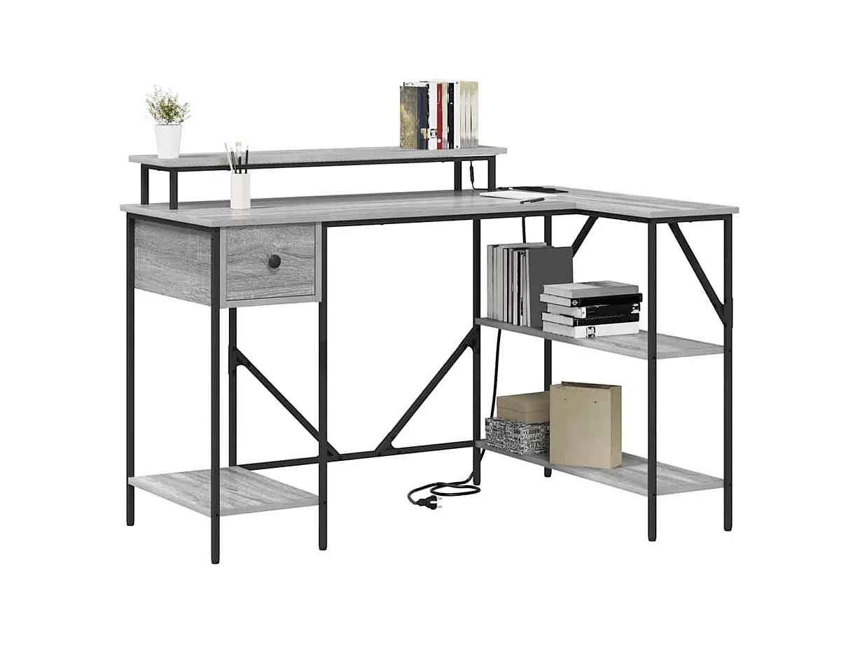 Bureau Sonoma gris 120 x 79 x 86.5 cm Bois d'ingénierie