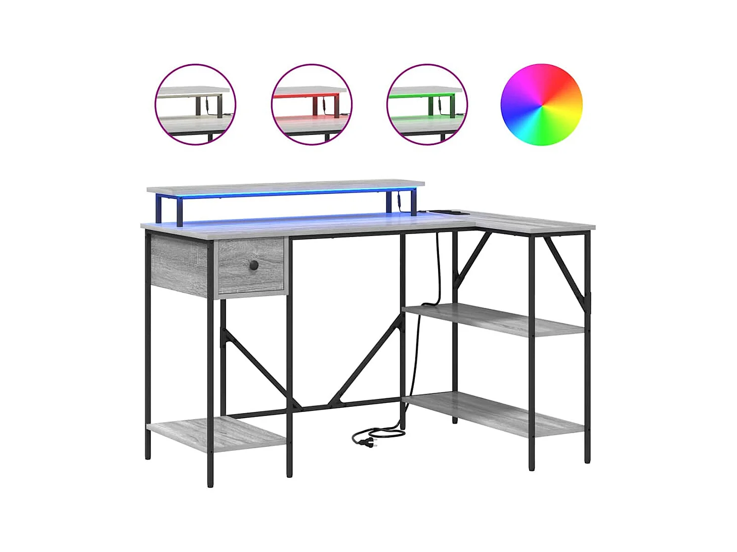 Bureau Sonoma gris 120 x 79 x 86.5 cm Bois d'ingénierie