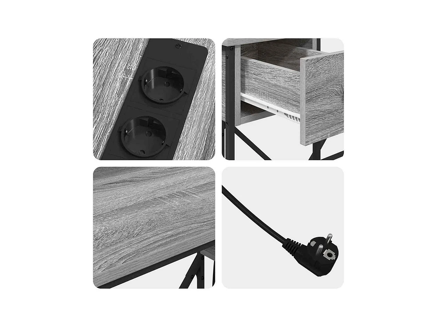 Bureau Sonoma gris 120 x 79 x 86.5 cm Bois d'ingénierie