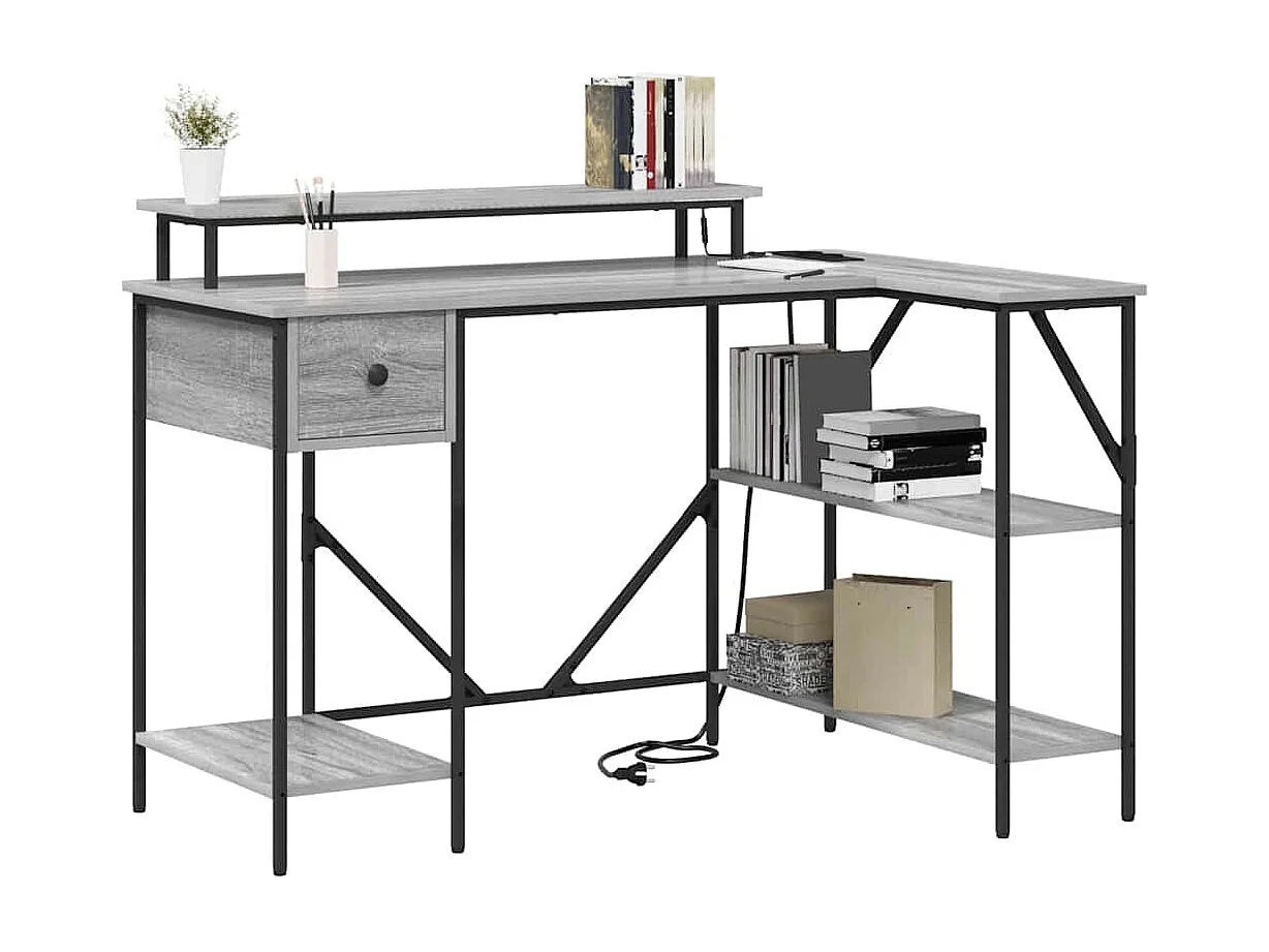 Bureau Sonoma gris 120 x 79 x 86.5 cm Bois d'ingénierie