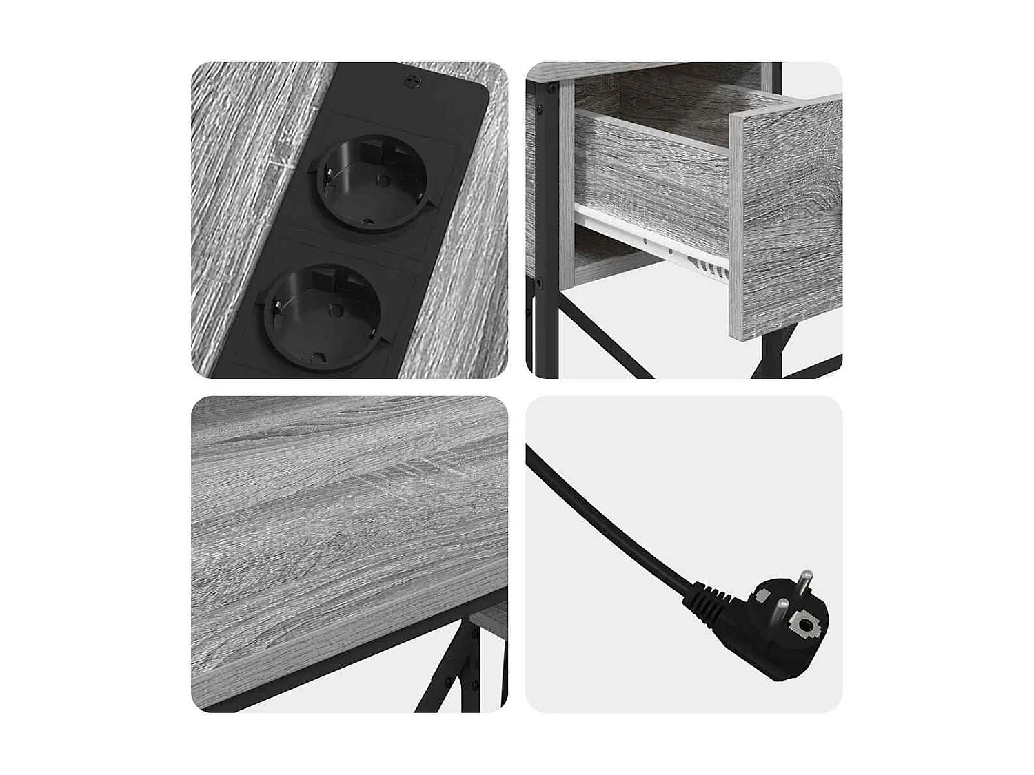 Bureau Sonoma gris 120 x 79 x 86.5 cm Bois d'ingénierie