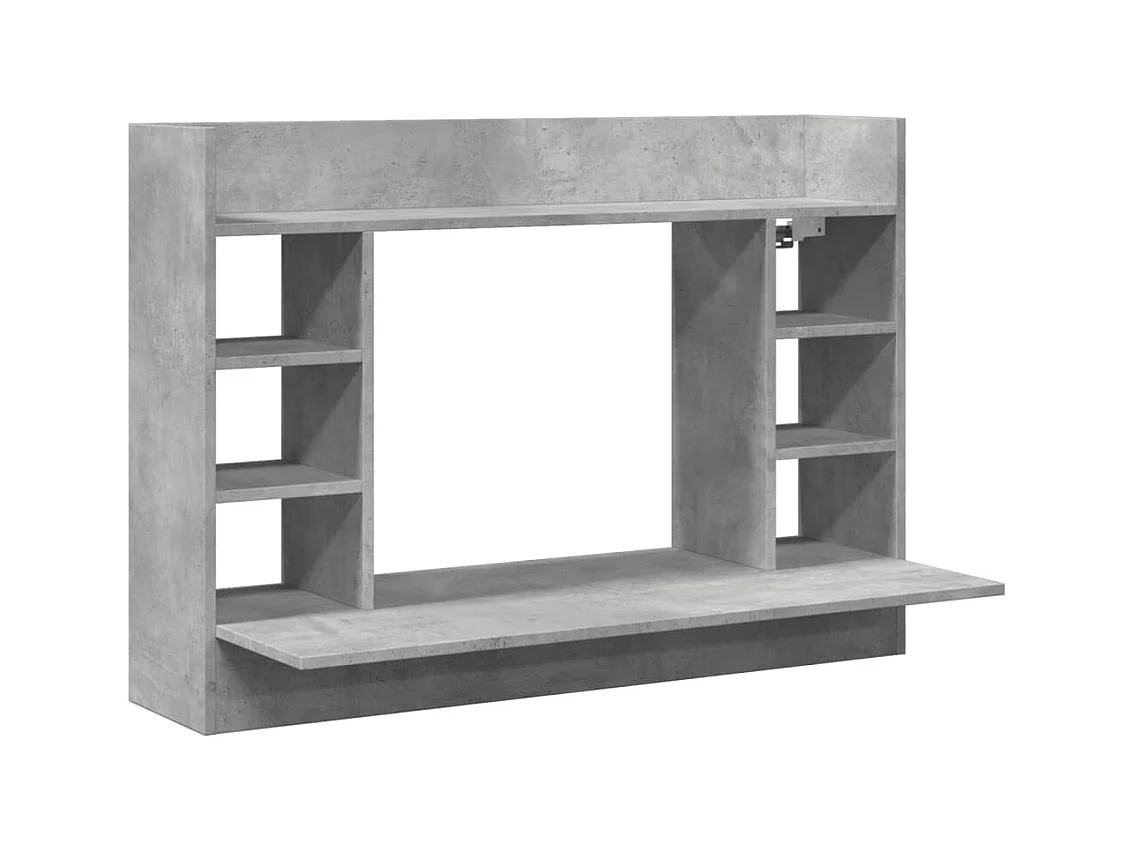 Bureau mural gris béton 105x48x75 cm bois d'ingénierie