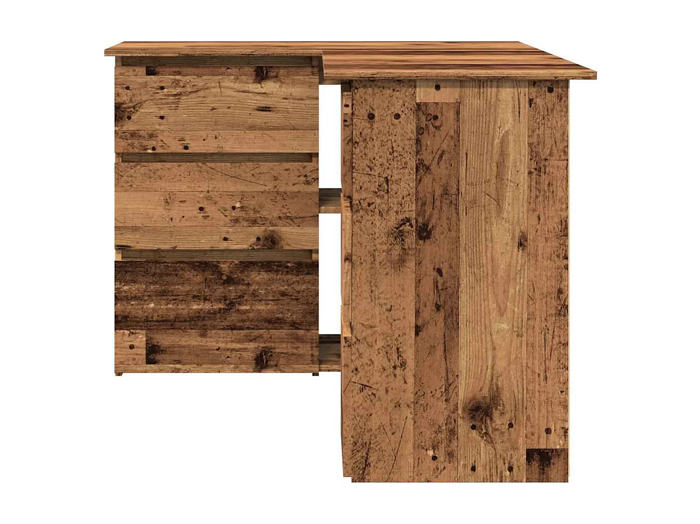 Bureau d'angle vieux bois 145x100x76 cm bois d'ingénierie