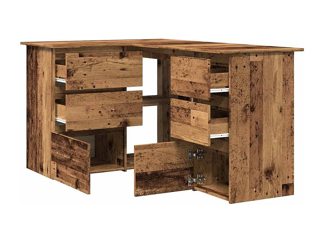 Bureau d'angle vieux bois 145x100x76 cm bois d'ingénierie