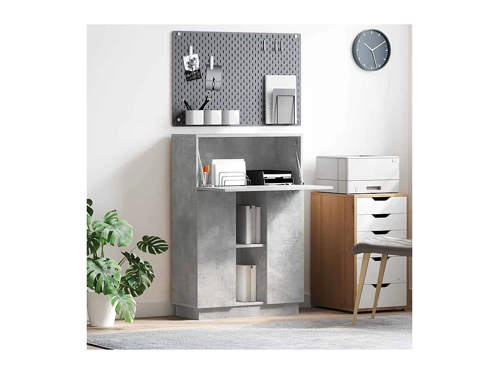 Bureau avec porte Gris 71,5 x 31,5 x 106,5 cm Bois d'ingénierie