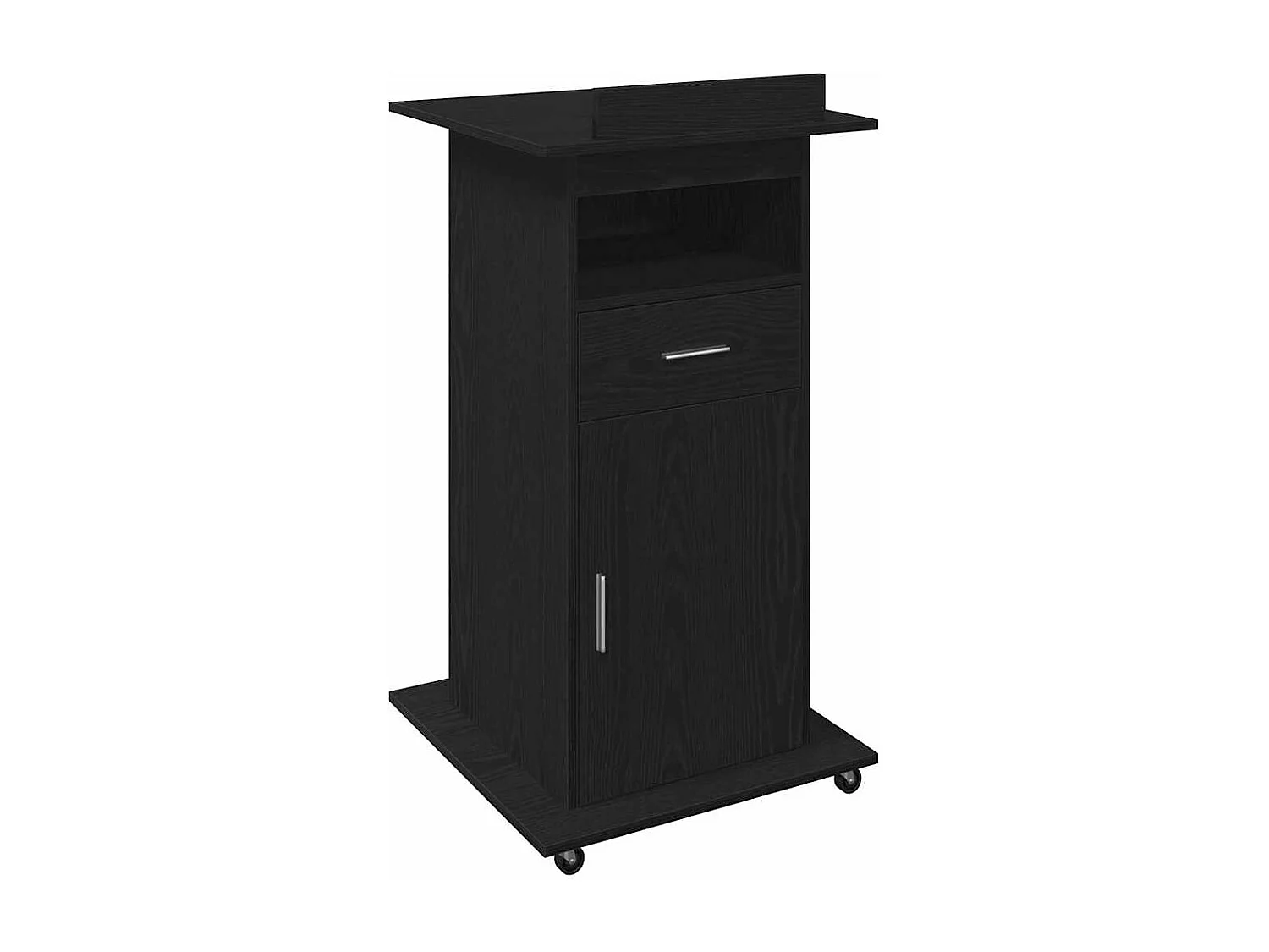 Podium avec roue Chêne noir 55 x 55 x 107 cm Bois d'ingénierie