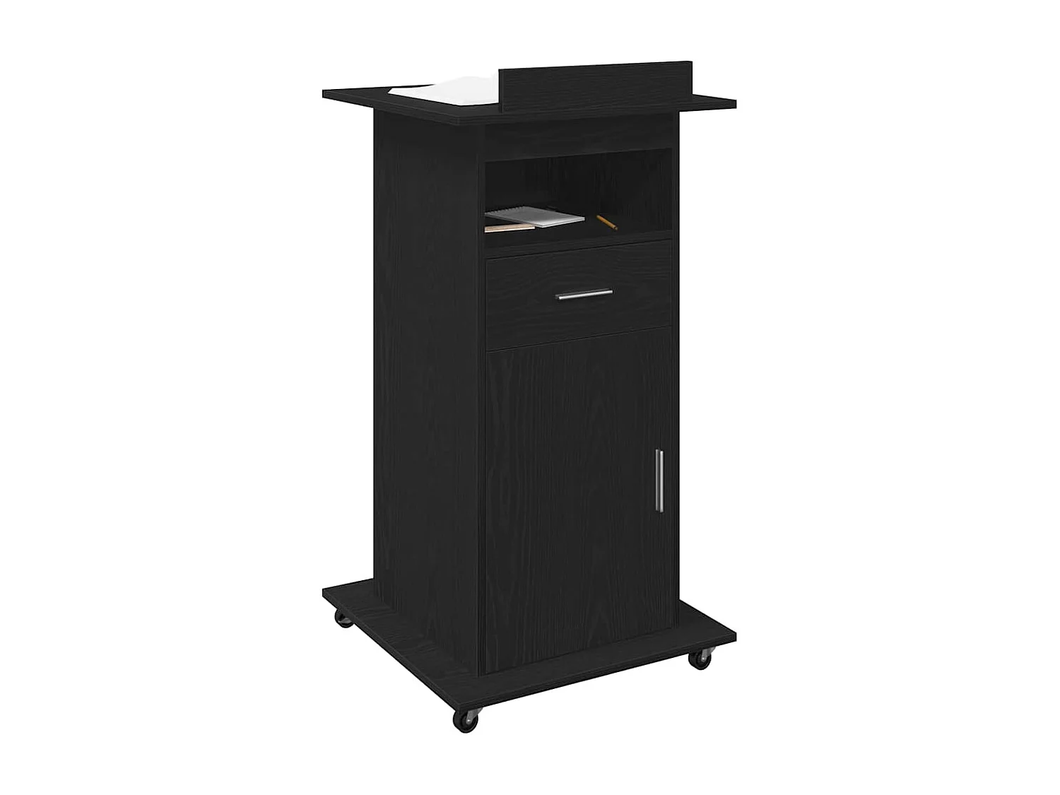 Podium avec roue Chêne noir 55 x 55 x 107 cm Bois d'ingénierie