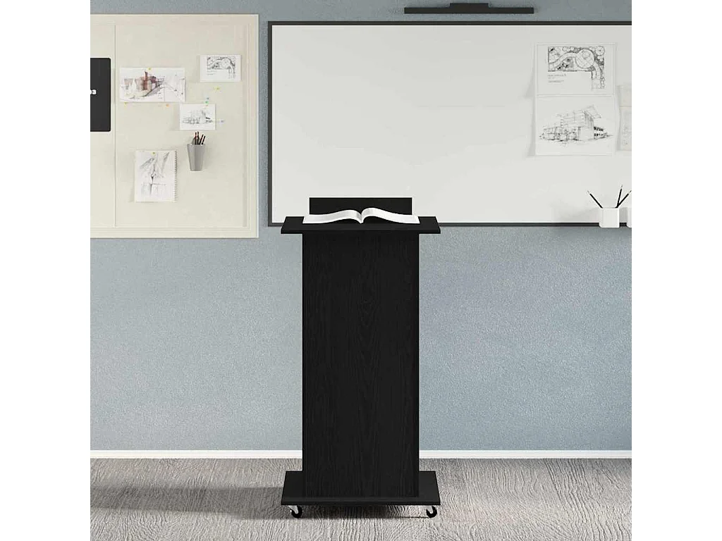 Podium avec roue Chêne noir 55 x 55 x 107 cm Bois d'ingénierie