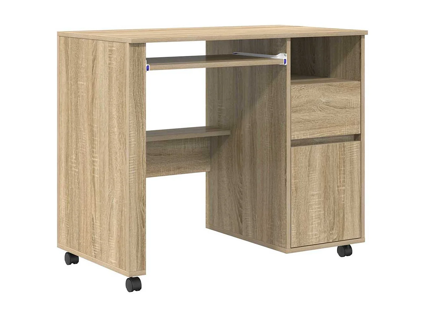 Bureau avec roulettes avec tiroir Chêne sonoma 91 x 50 x 77 cm