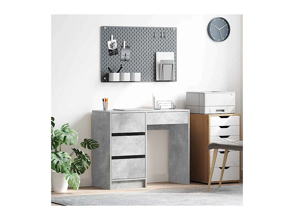 Bureau Gris béton 90 x 37,5 x 75 cm Bois d'ingénierie