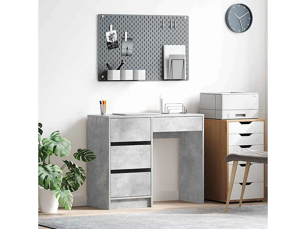 Bureau Gris béton 90 x 37,5 x 75 cm Bois d'ingénierie