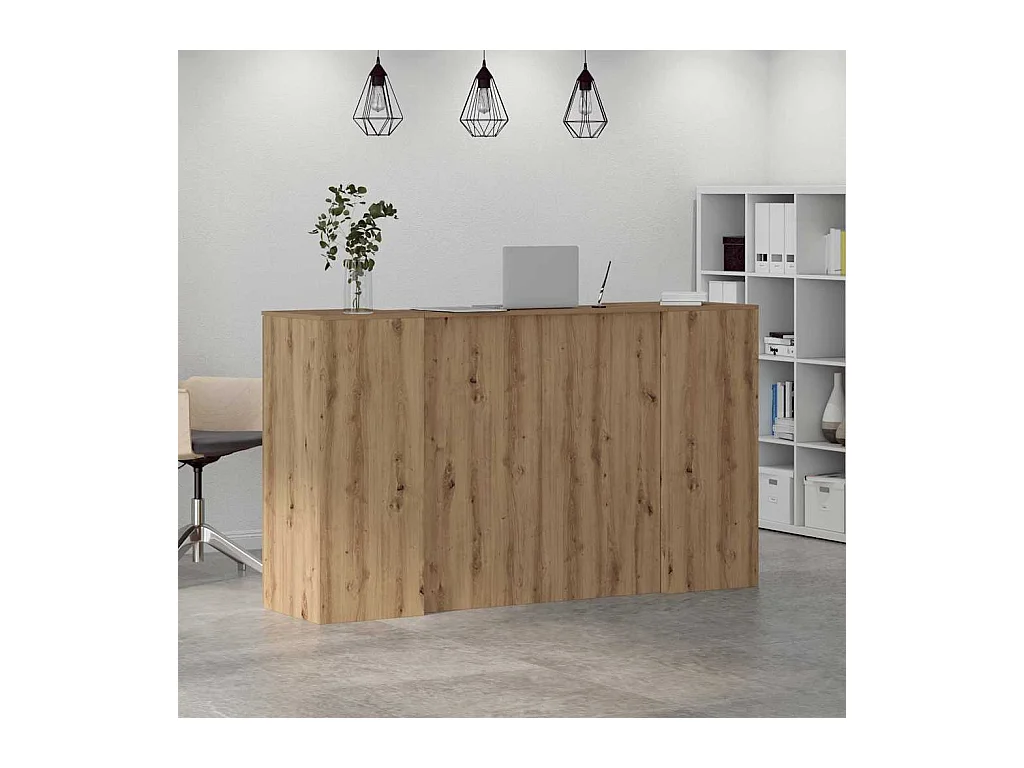 Bureau réception chêne artisanal 180x50x103,5cm bois ingénierie