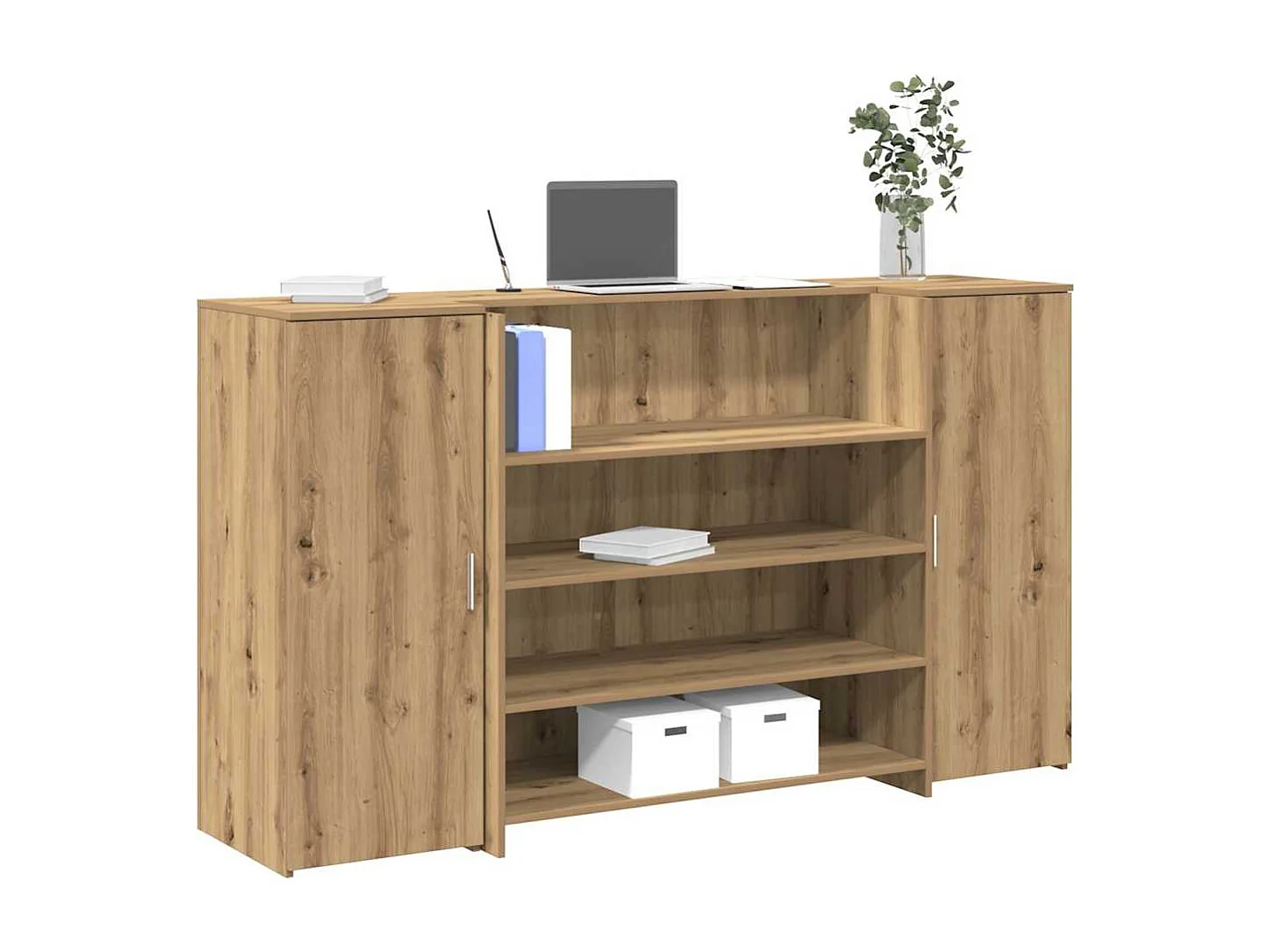 Bureau réception chêne artisanal 180x50x103,5cm bois ingénierie