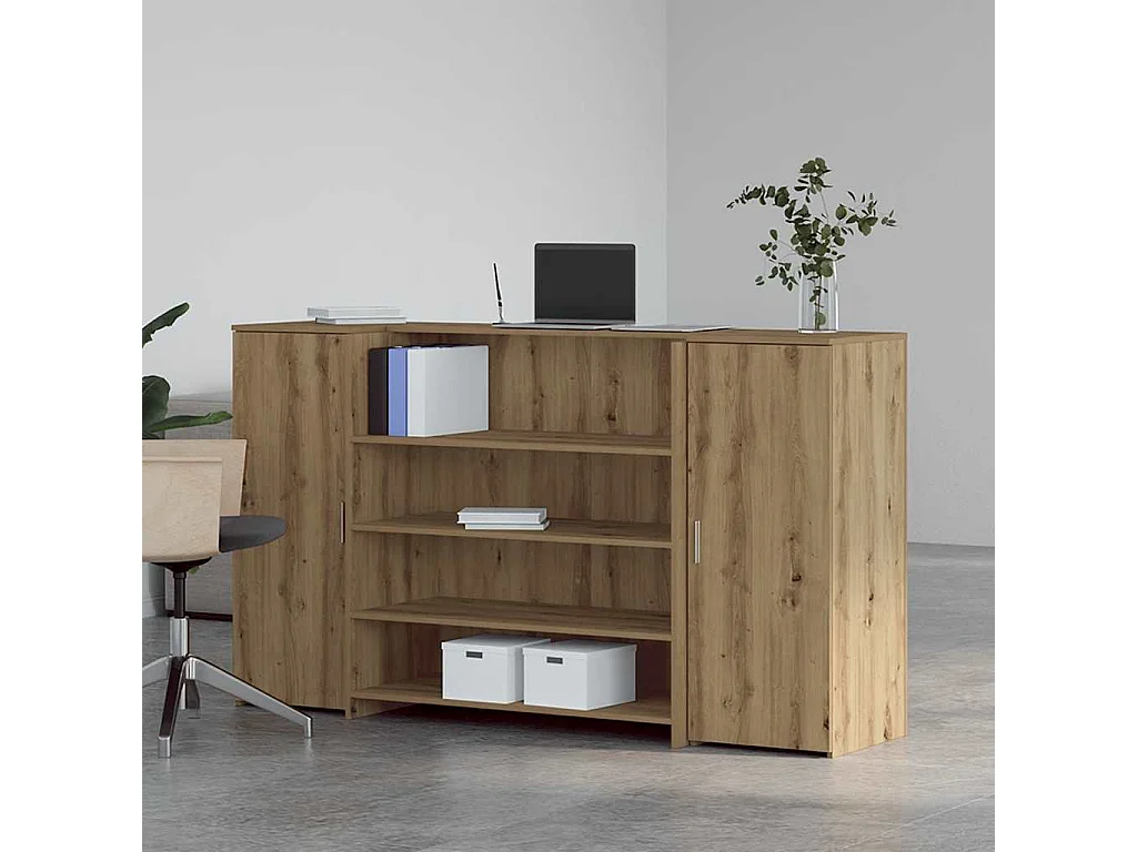 Bureau réception chêne artisanal 180x50x103,5cm bois ingénierie