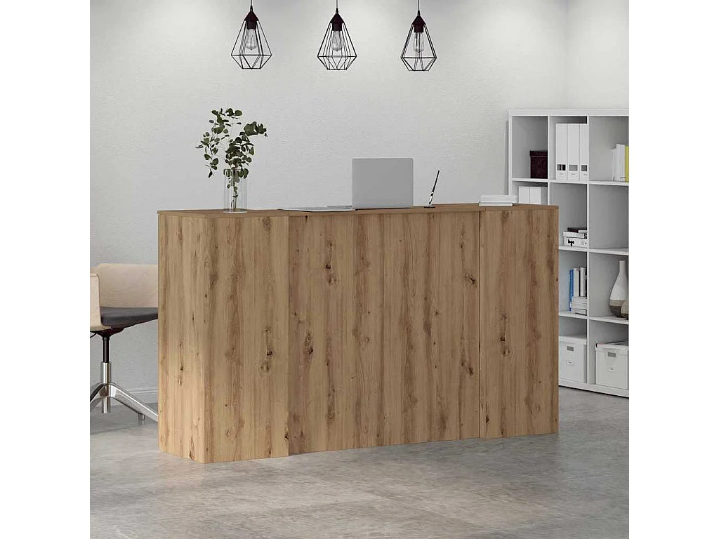 Bureau réception chêne artisanal 180x50x103,5cm bois ingénierie