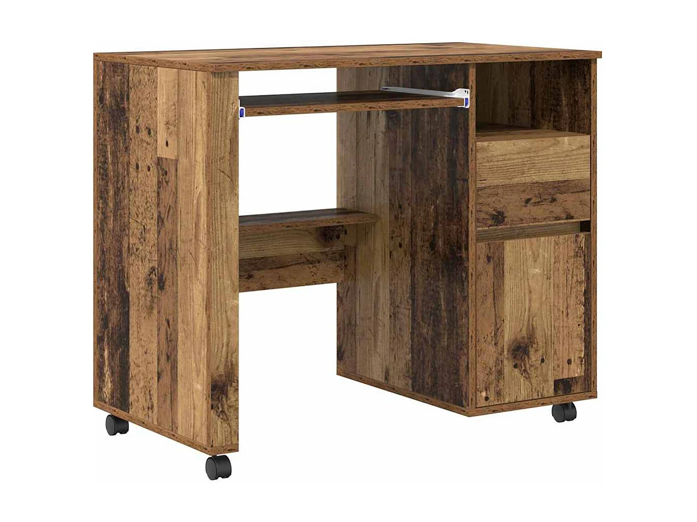Bureau avec roulettes avec tiroir Bois Ancien 91 x 50 x 77 cm