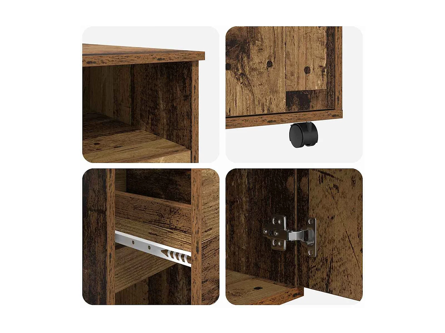 Bureau avec roulettes avec tiroir Bois Ancien 91 x 50 x 77 cm