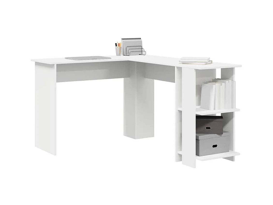 Bureau d'angle avec rangement Blanc 140 x 113.5 x 75 cm