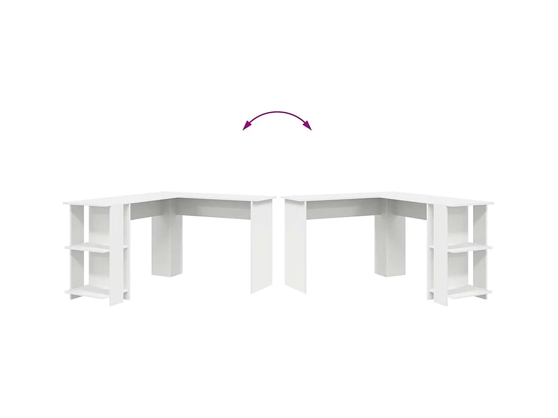 Bureau d'angle avec rangement Blanc 140 x 113.5 x 75 cm