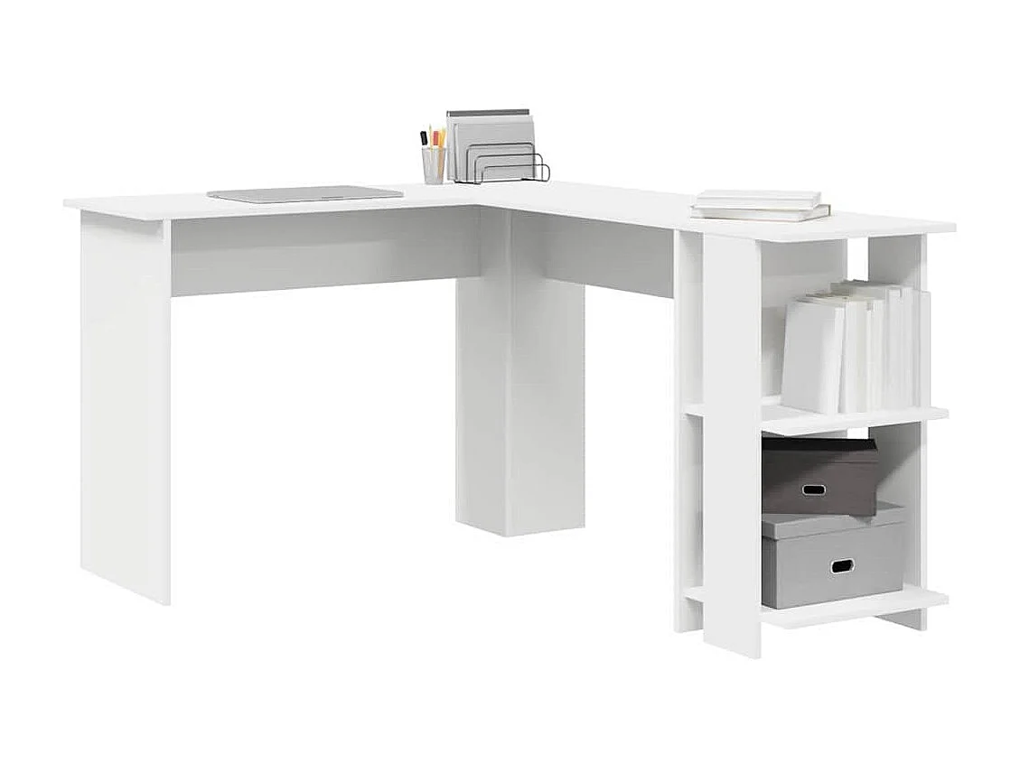 Bureau d'angle avec rangement Blanc 140 x 113.5 x 75 cm