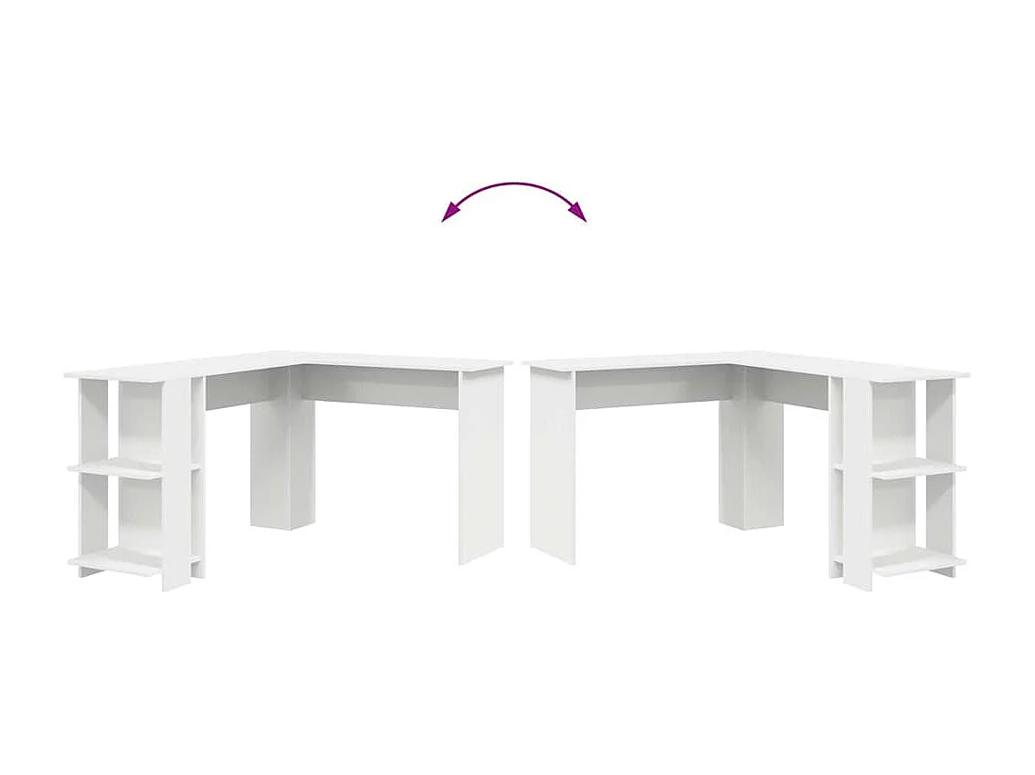 Bureau d'angle avec rangement Blanc 140 x 113.5 x 75 cm