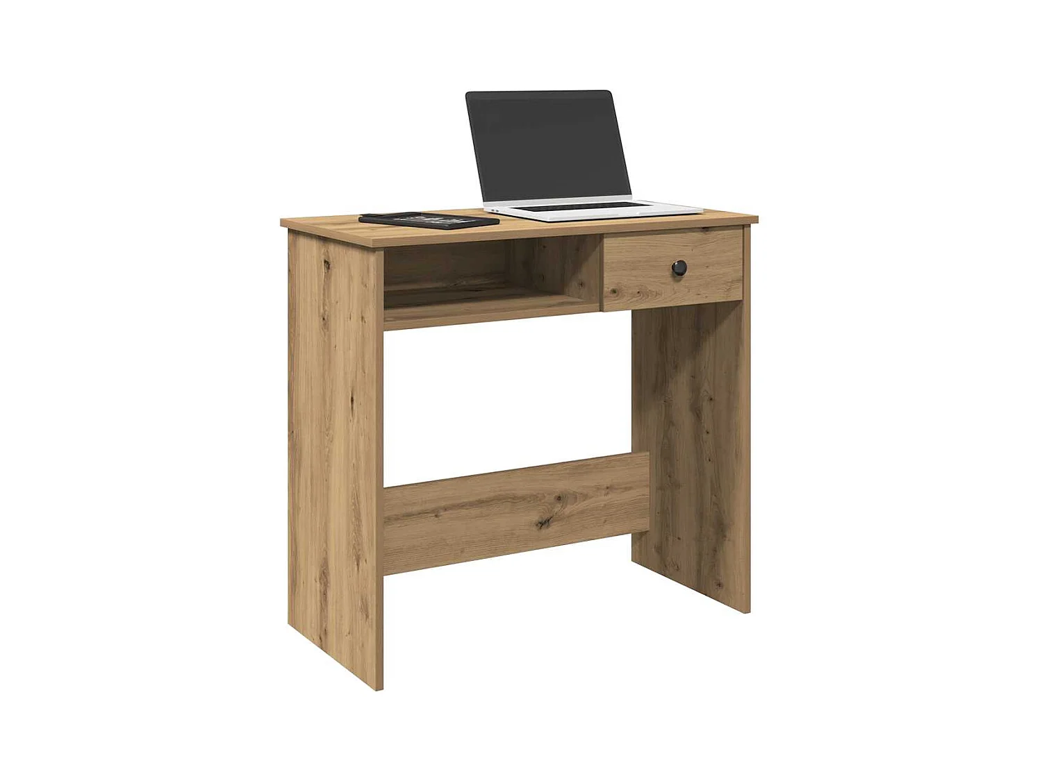 Bureau chêne artisanal 80x40x75 cm bois d'ingénierie