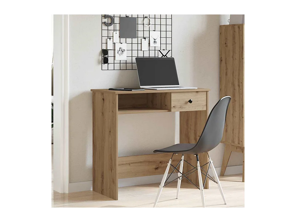 Bureau chêne artisanal 80x40x75 cm bois d'ingénierie