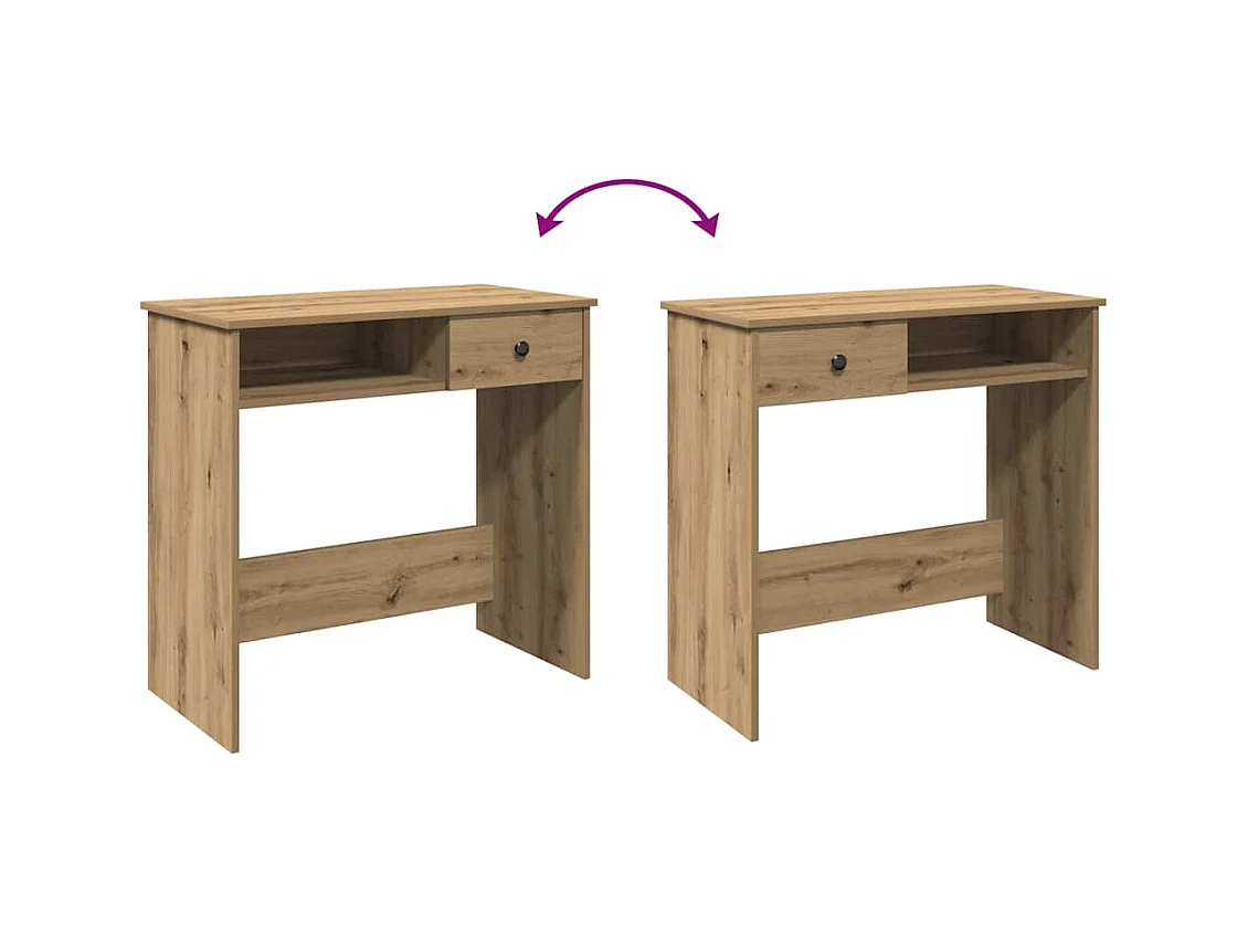 Bureau chêne artisanal 80x40x75 cm bois d'ingénierie