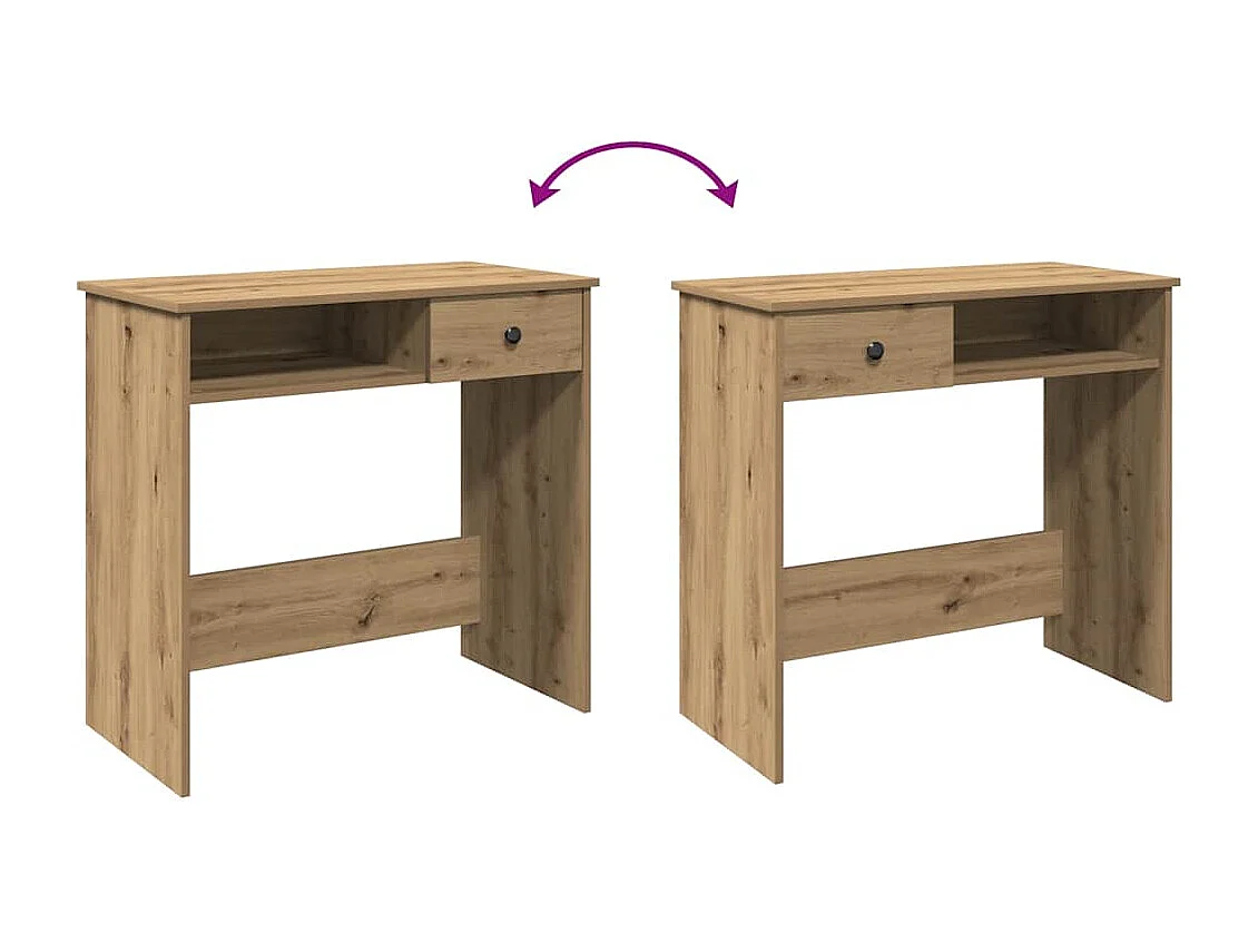 Bureau chêne artisanal 80x40x75 cm bois d'ingénierie