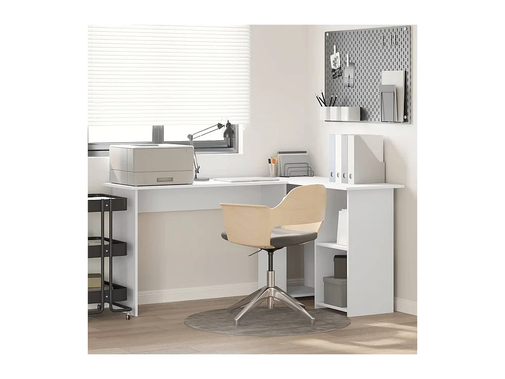 Bureau avec étagère Blanc 142 x 102 x 73 cm Bois d'ingénierie