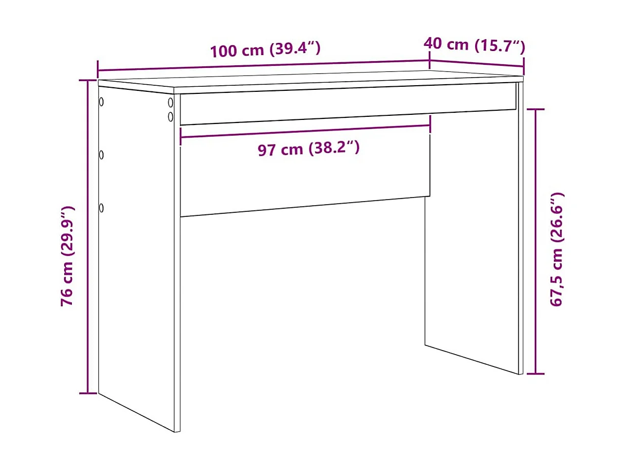 Bureau Autre Chêne fumé 100 x 40 x 76 cm Bois d'ingénierie