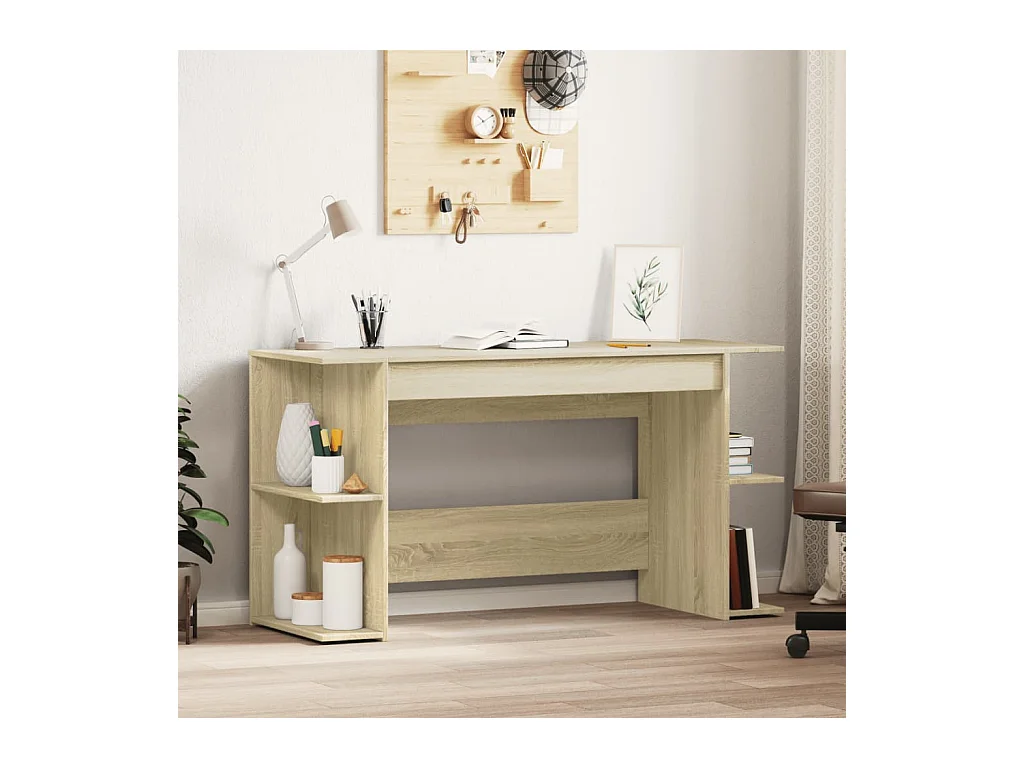 Bureau chêne sonoma 140x50x75 cm bois d'ingénierie