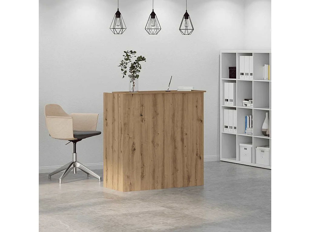 Bureau réception chêne artisanal 100x50x103,5cm bois ingénierie