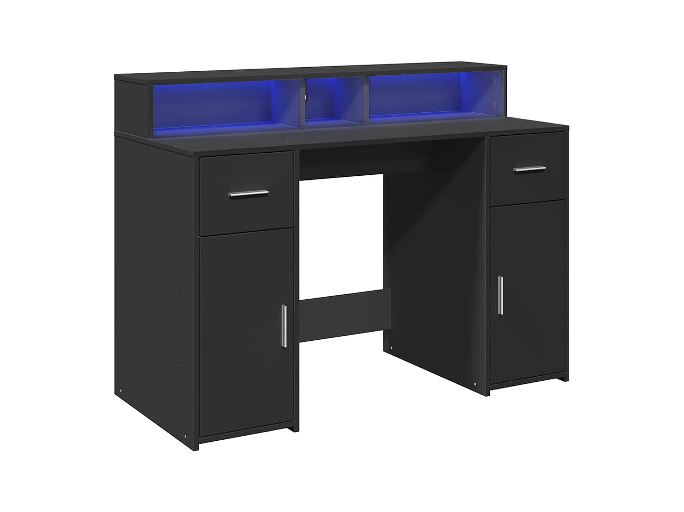 Secretária com luzes LED 120x55x91 cm derivados de madeira preto