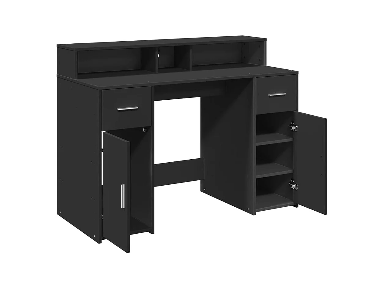 Secretária com luzes LED 120x55x91 cm derivados de madeira preto