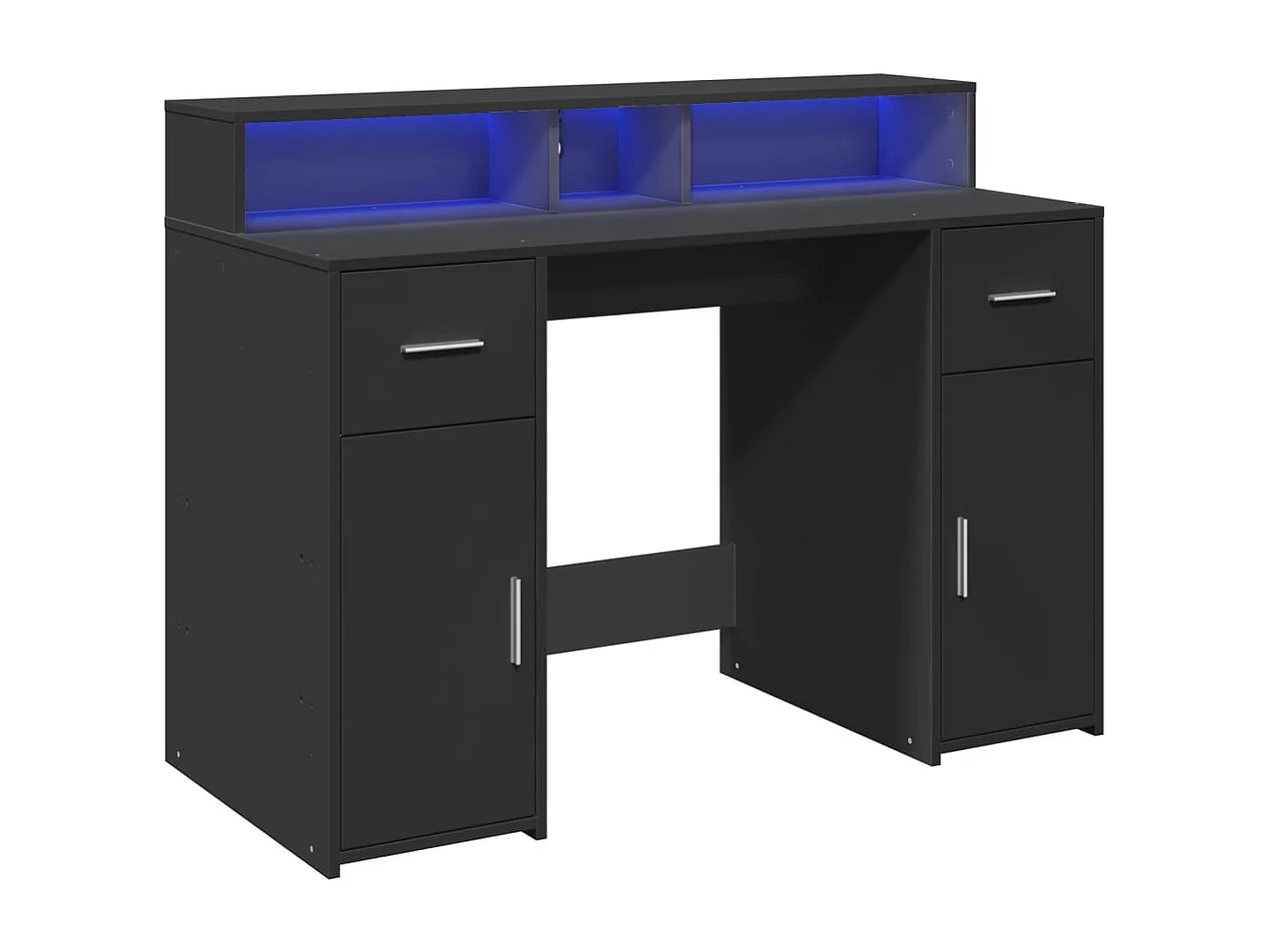 Bureau avec lumières LED noir 120x55x91 cm bois d'ingénierie