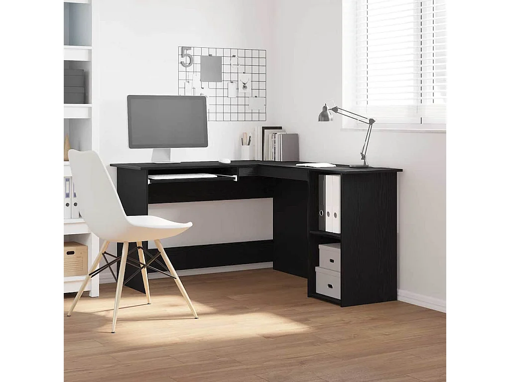Bureau d'angle Chêne noir 120 x 140 x 75 cm Bois d'ingénierie