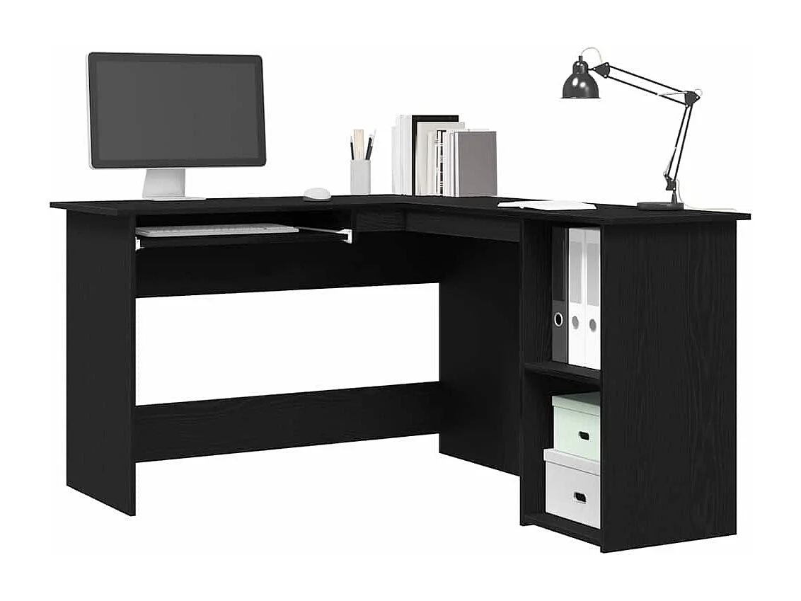 Bureau d'angle Chêne noir 120 x 140 x 75 cm Bois d'ingénierie